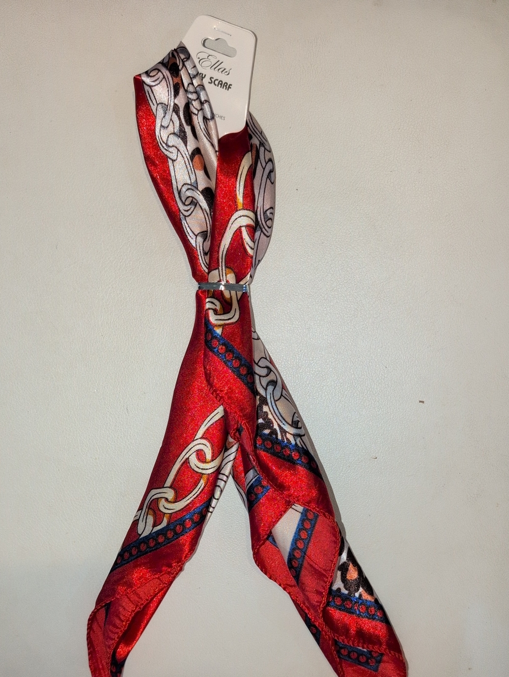 Ella's Red Chain Print Scarf